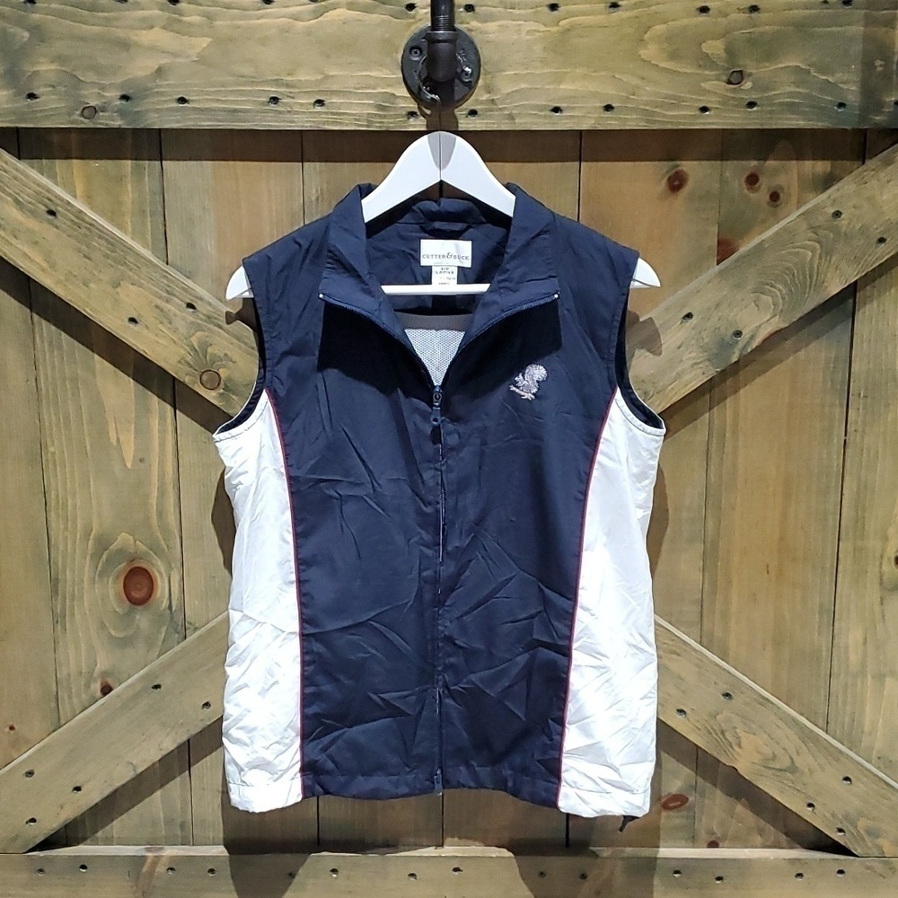 LADIES CUTTER & BUCK VEST SIZE SMALL BLUE WHITE LIGHTWEIGHT Country Club
